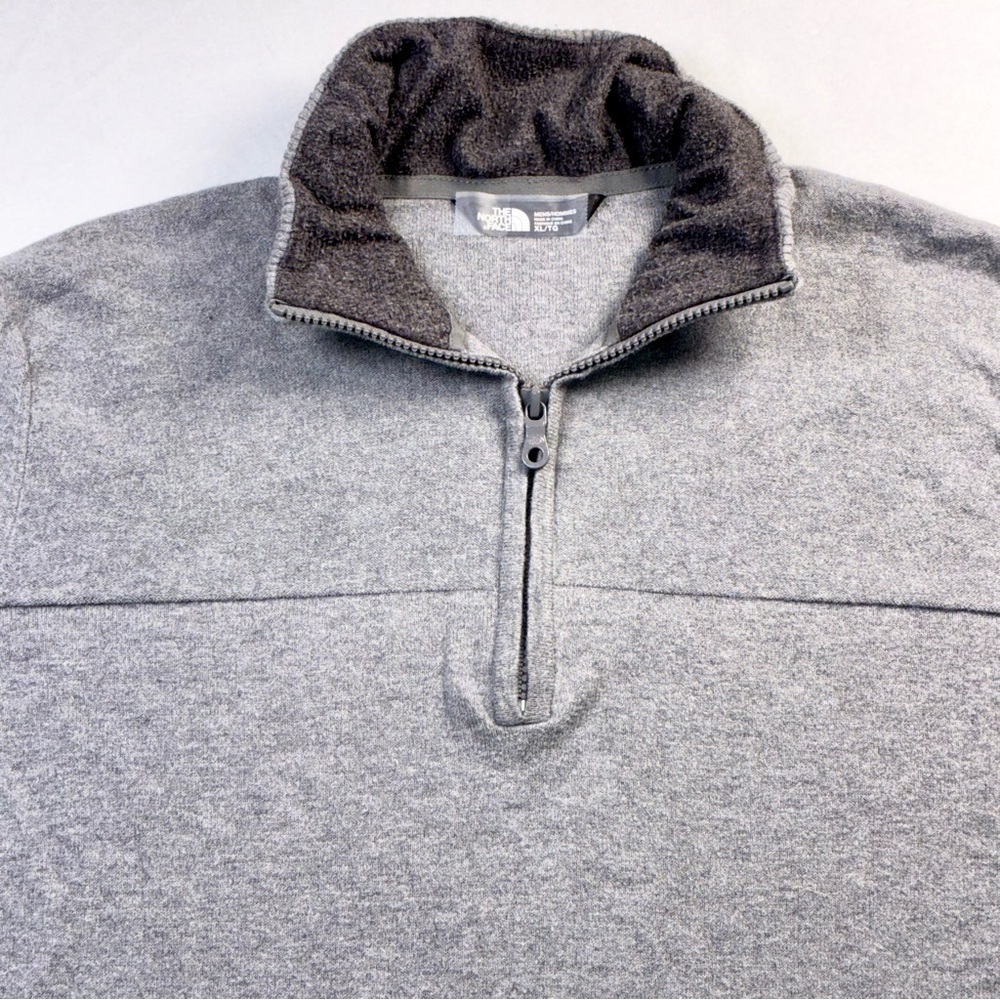 Mens The North Face 1/4 Quarter Zip Sweater XL Heather Gray Cotton Wool Knit